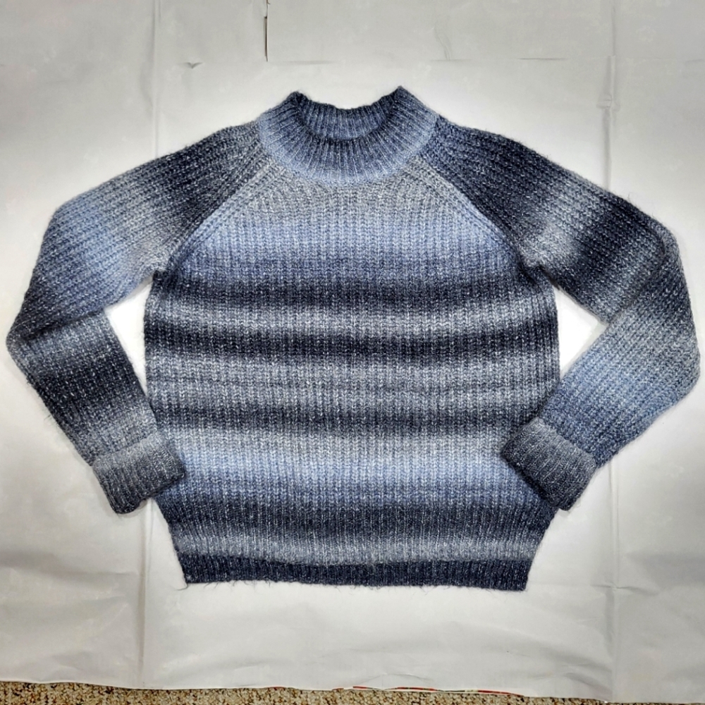 Old Navy Size XL 14-16 Mock Neck Blue Gray Heather Sweater Cozy Winter Pullover
